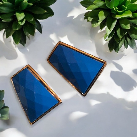 Funky Cobalt Blue Square Statement Necklace & Earring Set - Picture 12 of 16